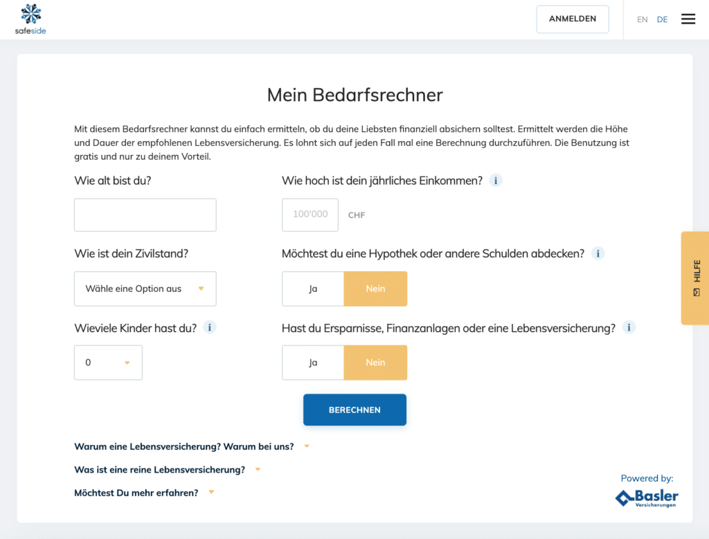 Bedarfsrechner SafeSide