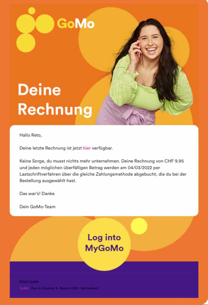 GoMo Mail Rechnung