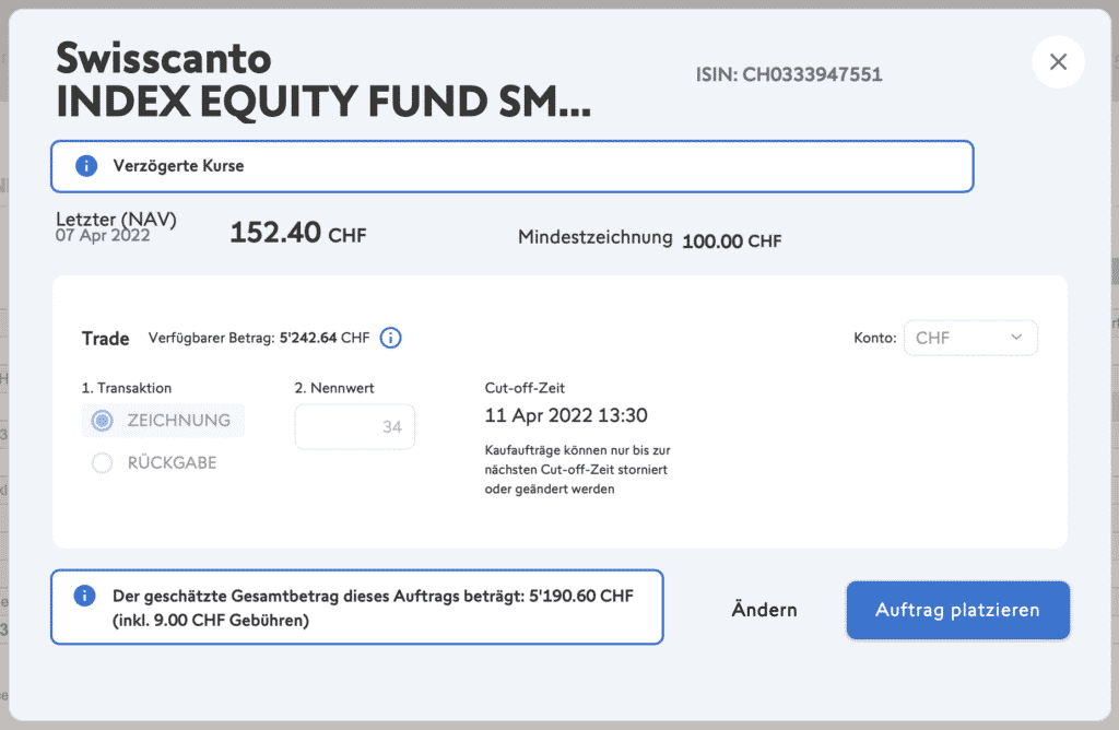 Swissquote Kauf Indexfonds 2