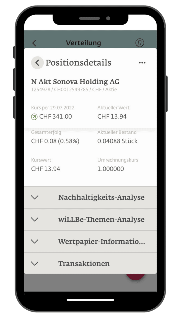 LLB Invest App Portfolio Positionsdetails