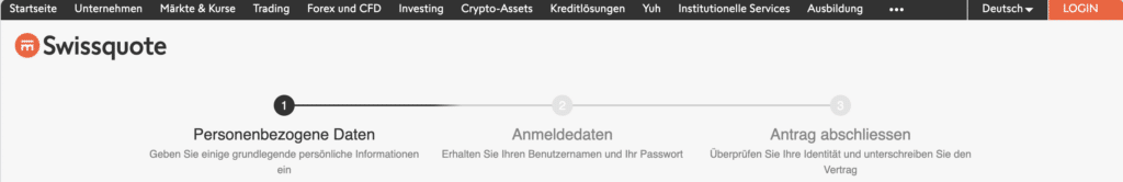 Swissquote 2023 Kontoeröffnung