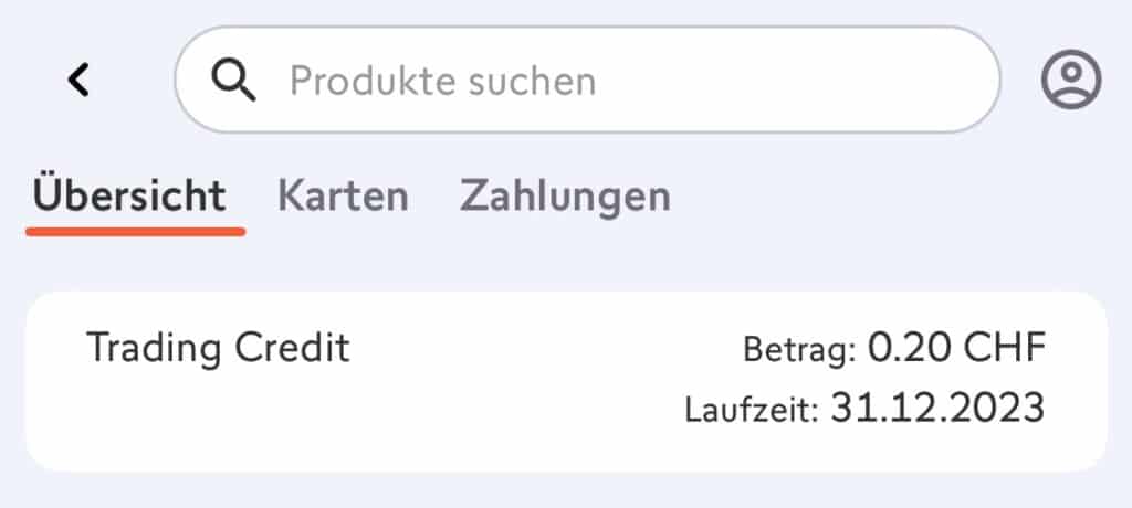 Swissquote Debitkarte Trading Credit