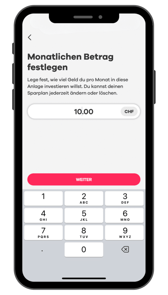 ETF Sparplan neon: monatlicher Betrag festlegen